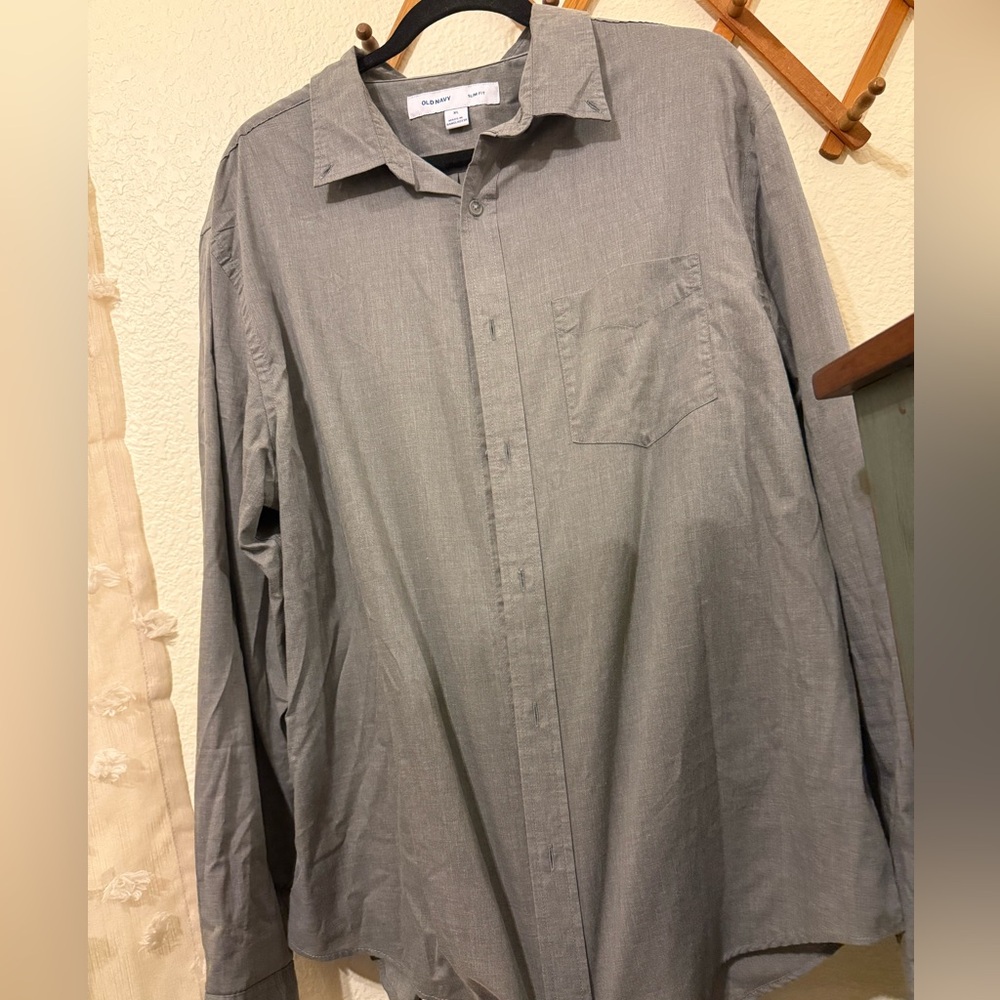 Old Navy Gray Slim Fit Shirt